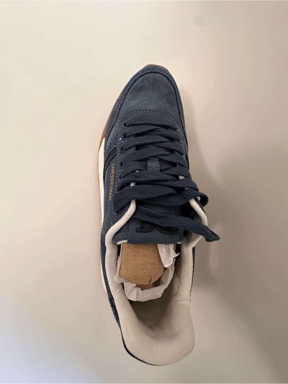 Sam Edelman Women’s Navy Suede Sneaker with Gum Sole - Picture 7 of 9